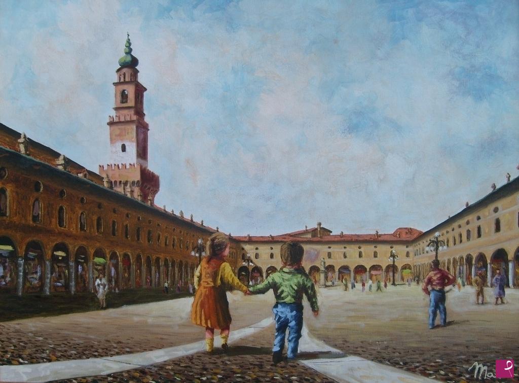 quadri in vendita online - RICORDI IN PIAZZA