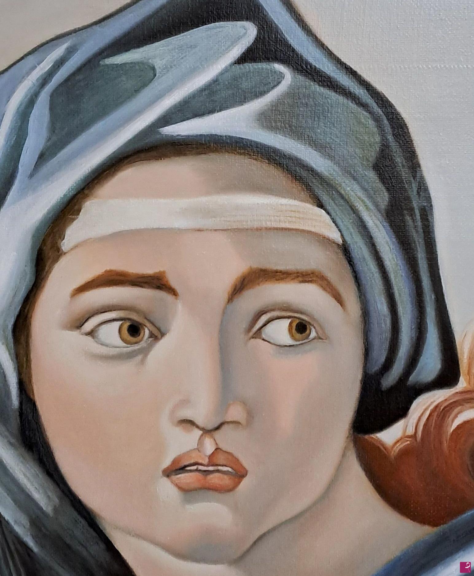 quadri in vendita online - Riproduzione di un particolare dell'affresco di Michelangelo La Sibilla Delfica
