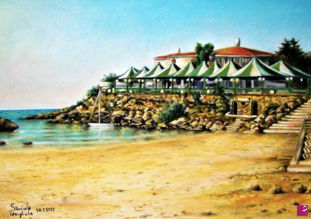 quadri in vendita online - Ristorante  sulla spiaggia