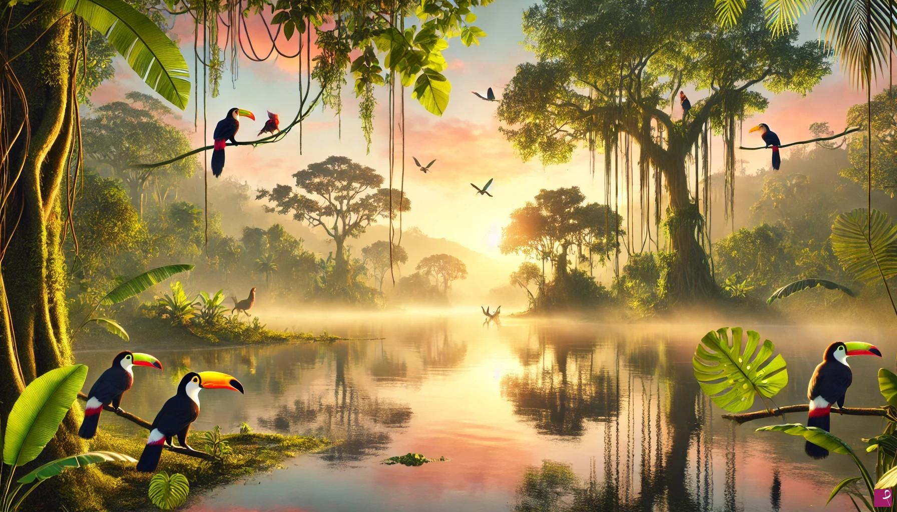quadri in vendita online - Risveglio in Amazzonia