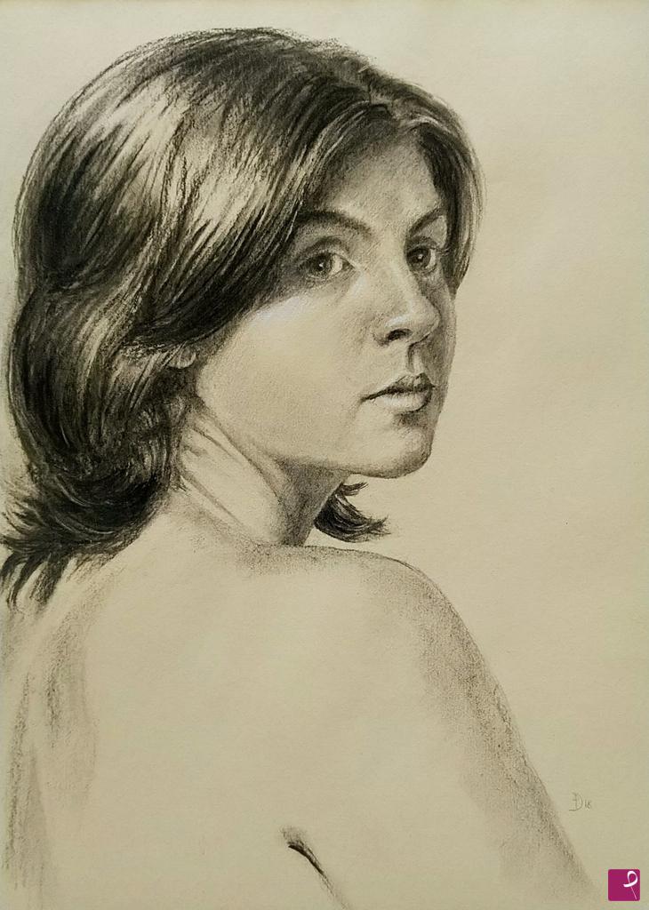 quadri in vendita online - Ritratto a carboncino N. 12/2018