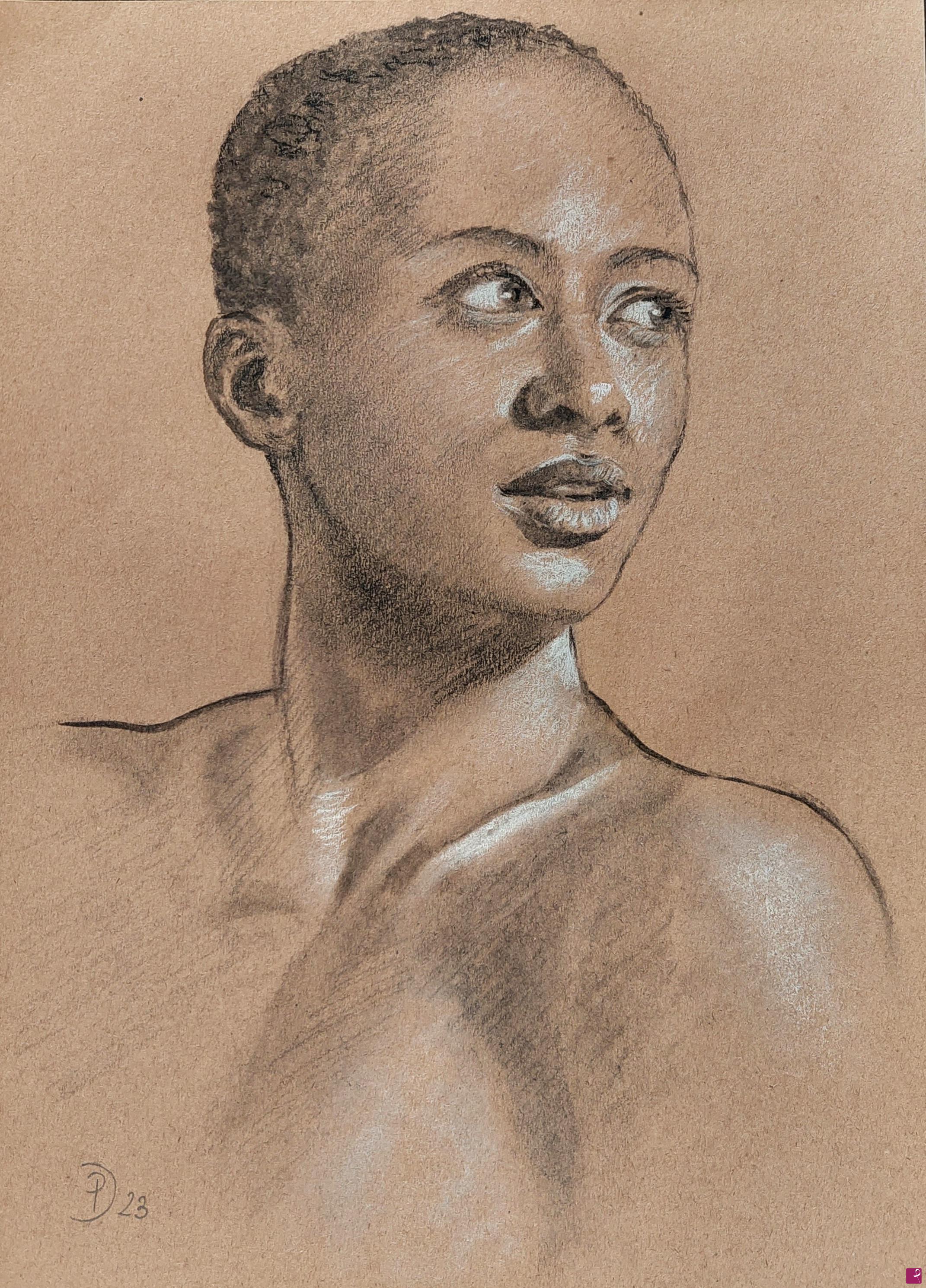 quadri in vendita online - Ritratto a carboncino n.1/2023