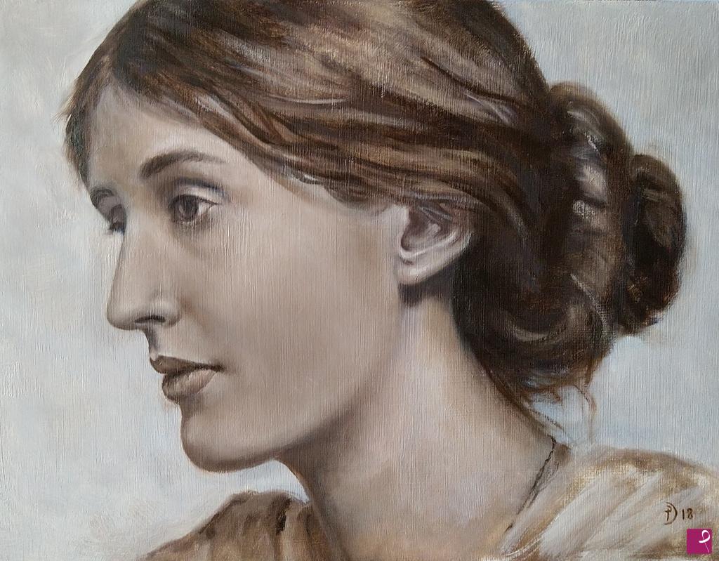 quadri in vendita online - Ritratto a olio di Virginia Woolf