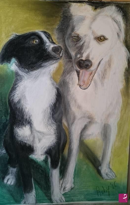quadri in vendita online - ritratto ai miei cani