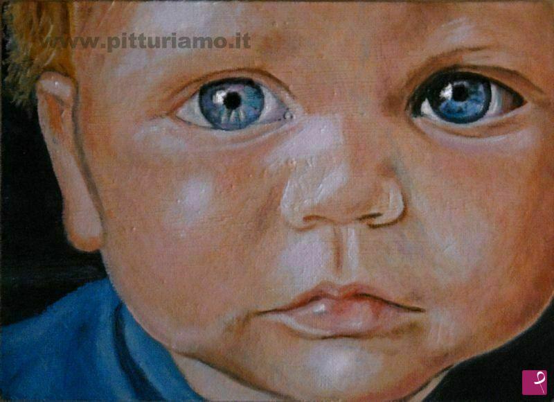 quadri in vendita online - ritratto bambino olio su pannello telato
