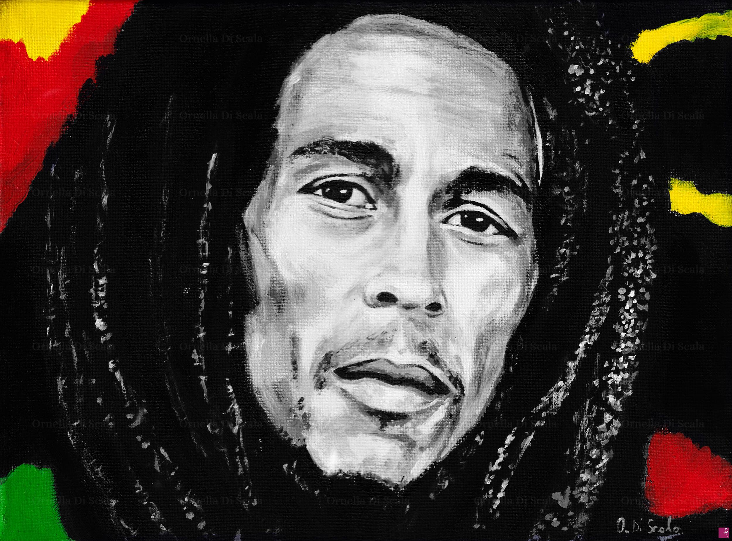 quadri in vendita online - Ritratto Bob Marley  acrilico su tela