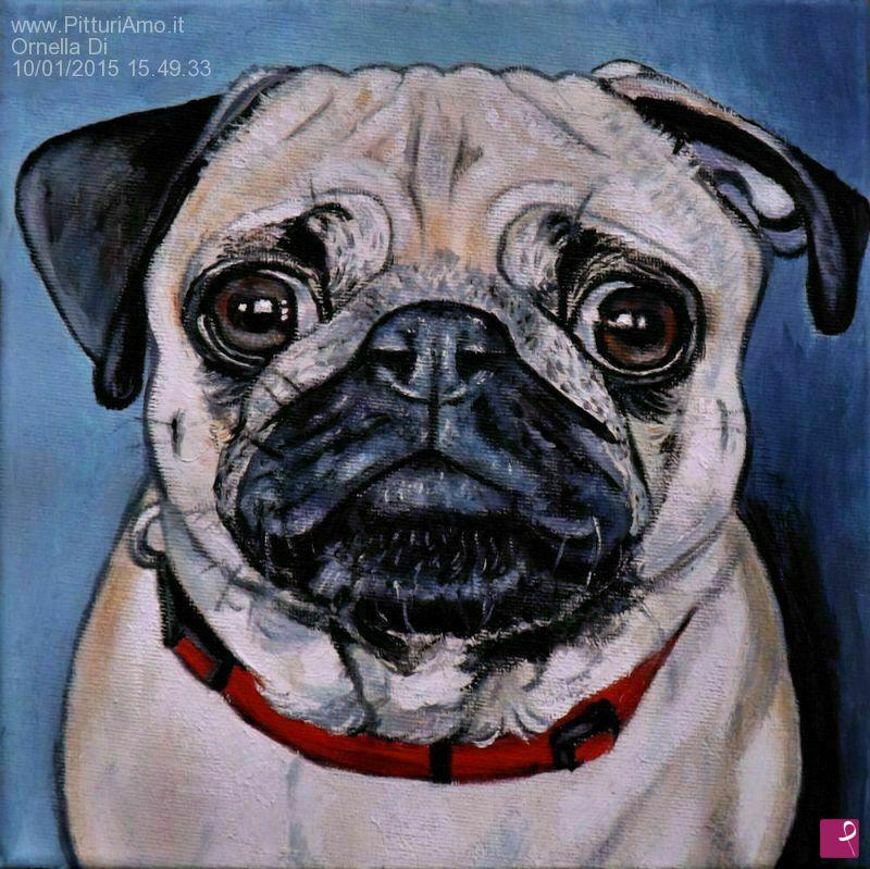 quadri in vendita online - ritratto cane carlino
