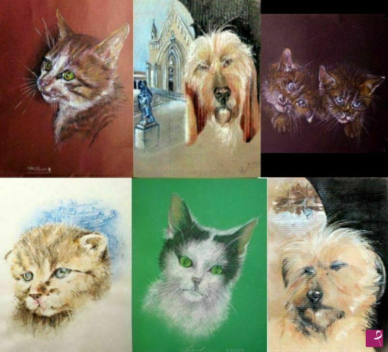 quadri in vendita online - Ritratto cane gatto da foto in 48 ore A3