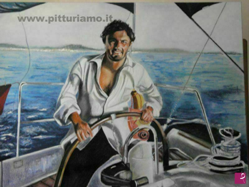 quadri in vendita online - ritratto del dott.Salvatore Sallì (in barca)