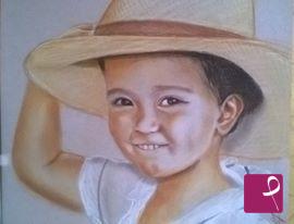 quadri in vendita online - RITRATTO DI BAMBINO CON CAPPELLO