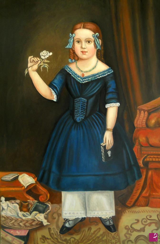quadri in vendita online - Ritratto di bimba con fiore