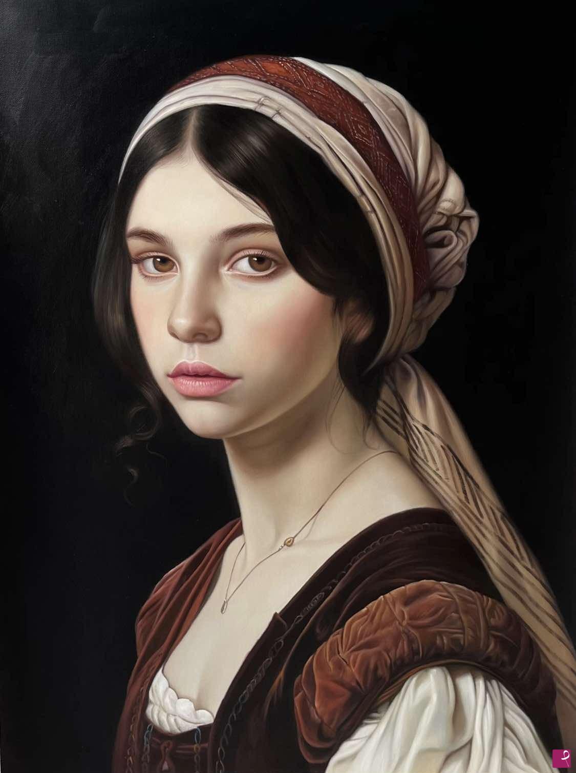 quadri in vendita online - Ritratto di donna con turbante