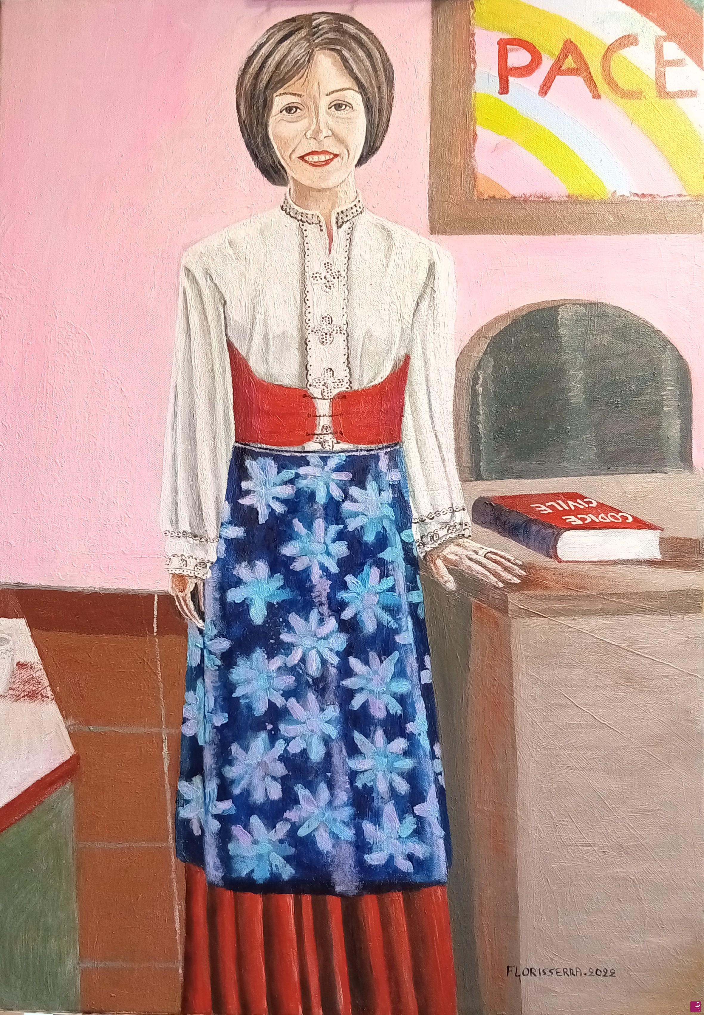 quadri in vendita online - Ritratto di Emanuela in vestito Sardo.