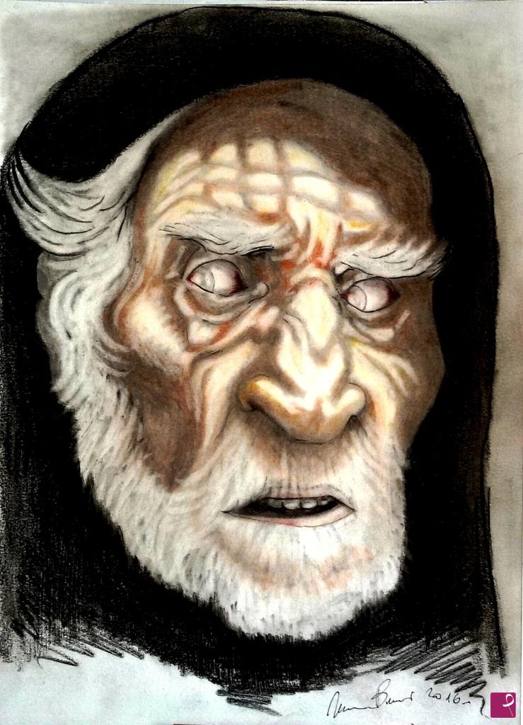 quadri in vendita online - Ritratto di Fedor Fedorovic Saljapin nel personaggio di Jorge da Burgos dal film "Il Nome della Rosa