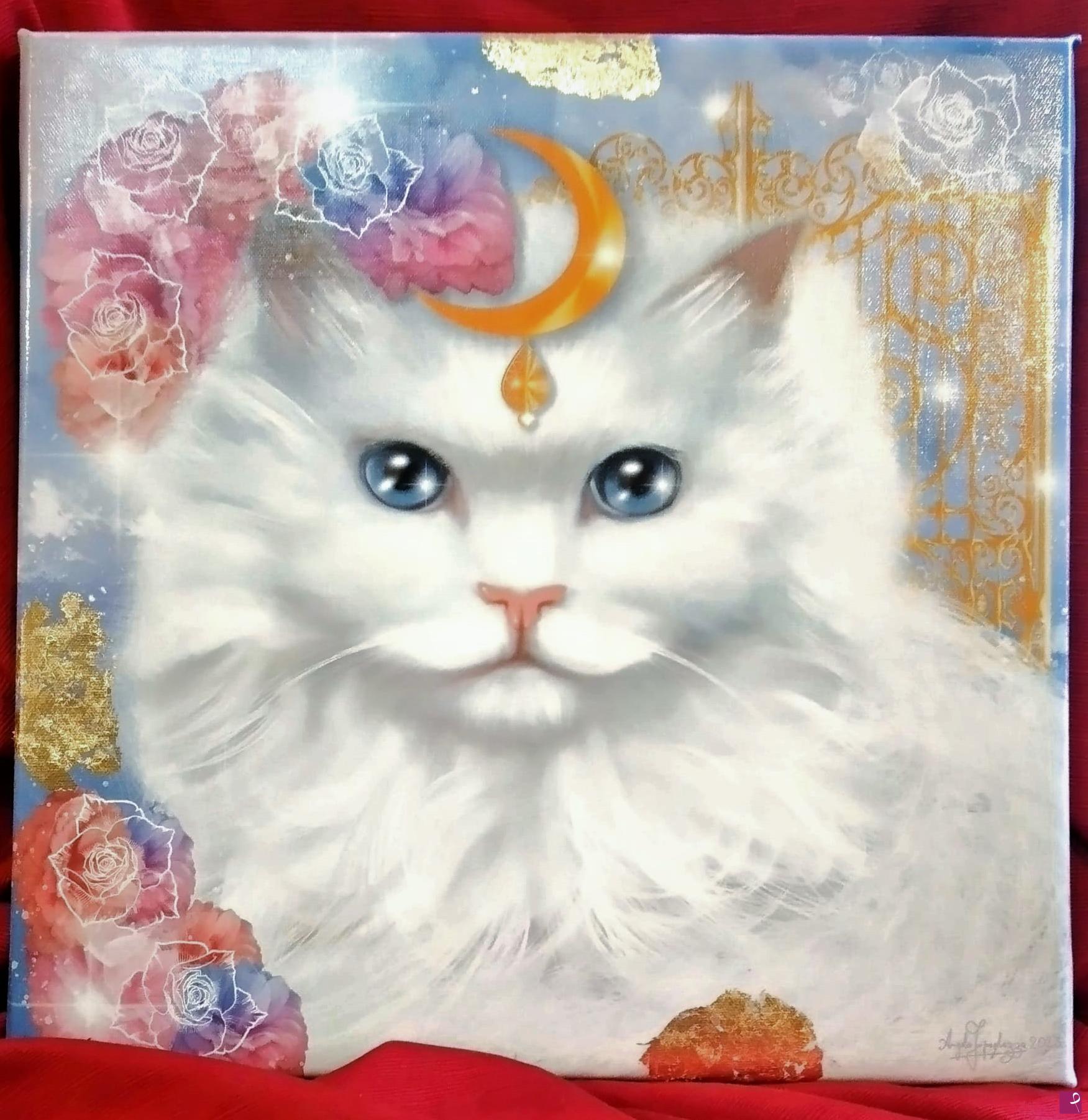 quadri in vendita online - Ritratto di Gatto-Luna