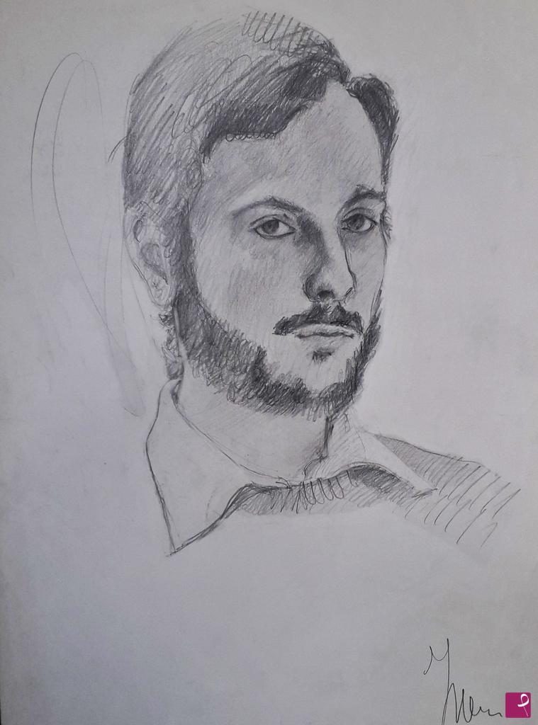 quadri in vendita online - Ritratto di giovane con la barba.