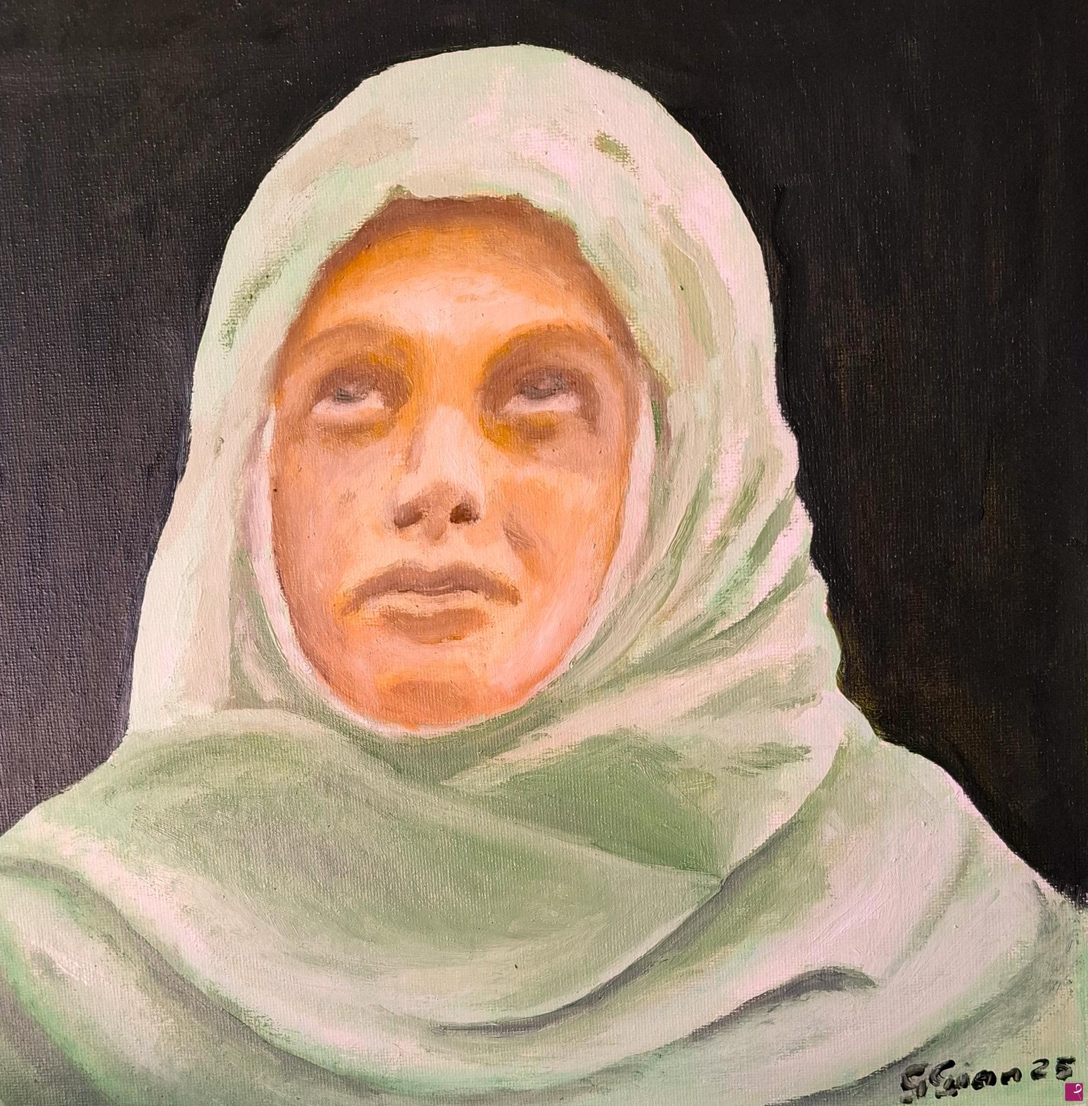 quadri in vendita online - Ritratto di giovane donna con hijab