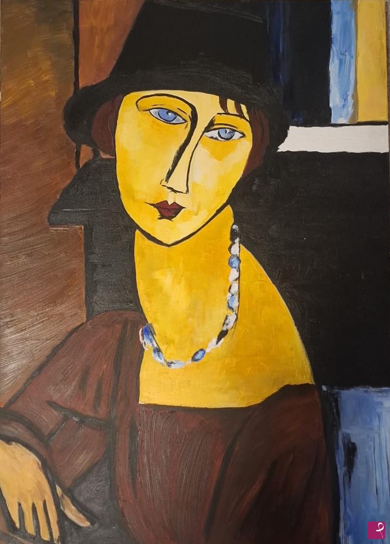 quadri in vendita online - Ritratto di Jeanne Hebuterne, La Collana - Modigliani
