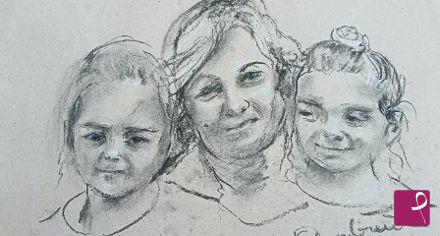 quadri in vendita online - ritratto di nonna e nipotine
