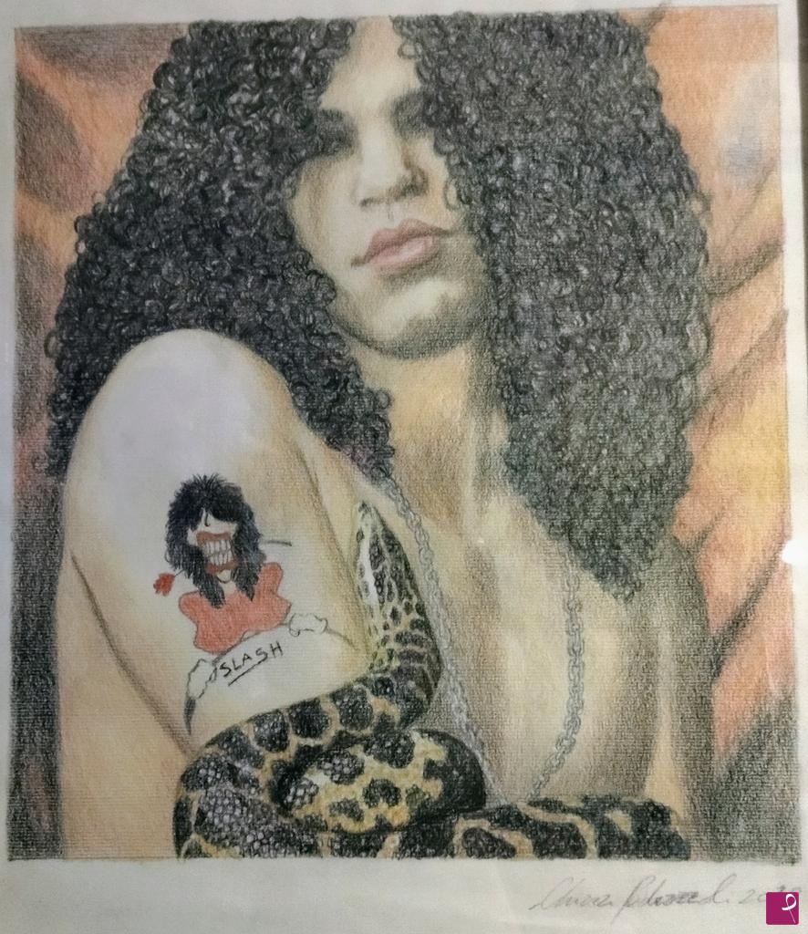 quadri in vendita online - Ritratto di Slash, chitarrista dei Guns 'n'Roses