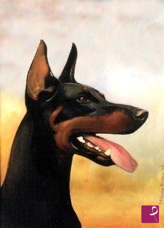 quadri in vendita online - ritratto dobermann