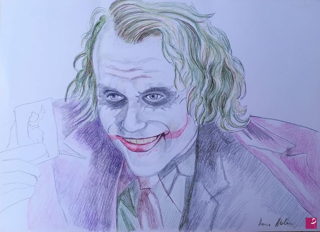 quadri in vendita online - Ritratto drawing "Joker" opera su carta.