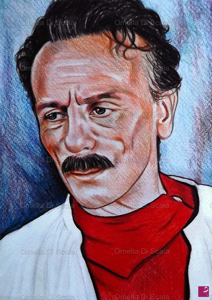 quadri in vendita online - Ritratto Eduardo de Filippo pastelli