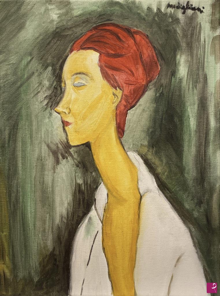 quadri in vendita online - Ritratto Lunia Czechowska (riproduzione Modigliani)
