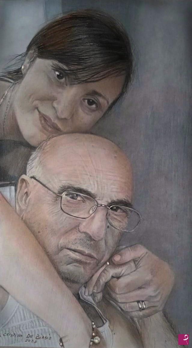 quadri in vendita online - Ritratto" padre   e   figlia "