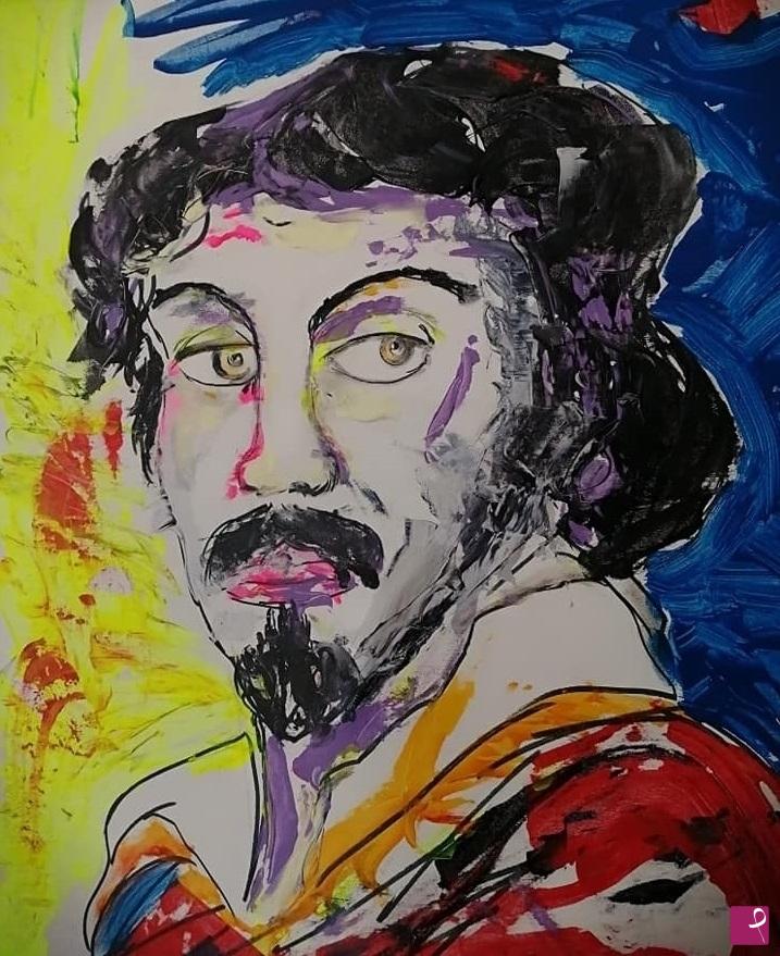 quadri in vendita online - Ritratto POP ART Caravaggio Dipinto su tela originale astratto moderno 90 x 70 firmato Lovisi Valter