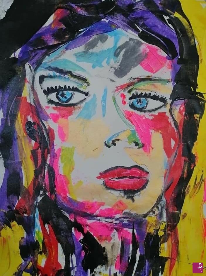 quadri in vendita online - Ritratto pop art dipinto astratto su tela dolls 90 x 70 Lovisi Valter 