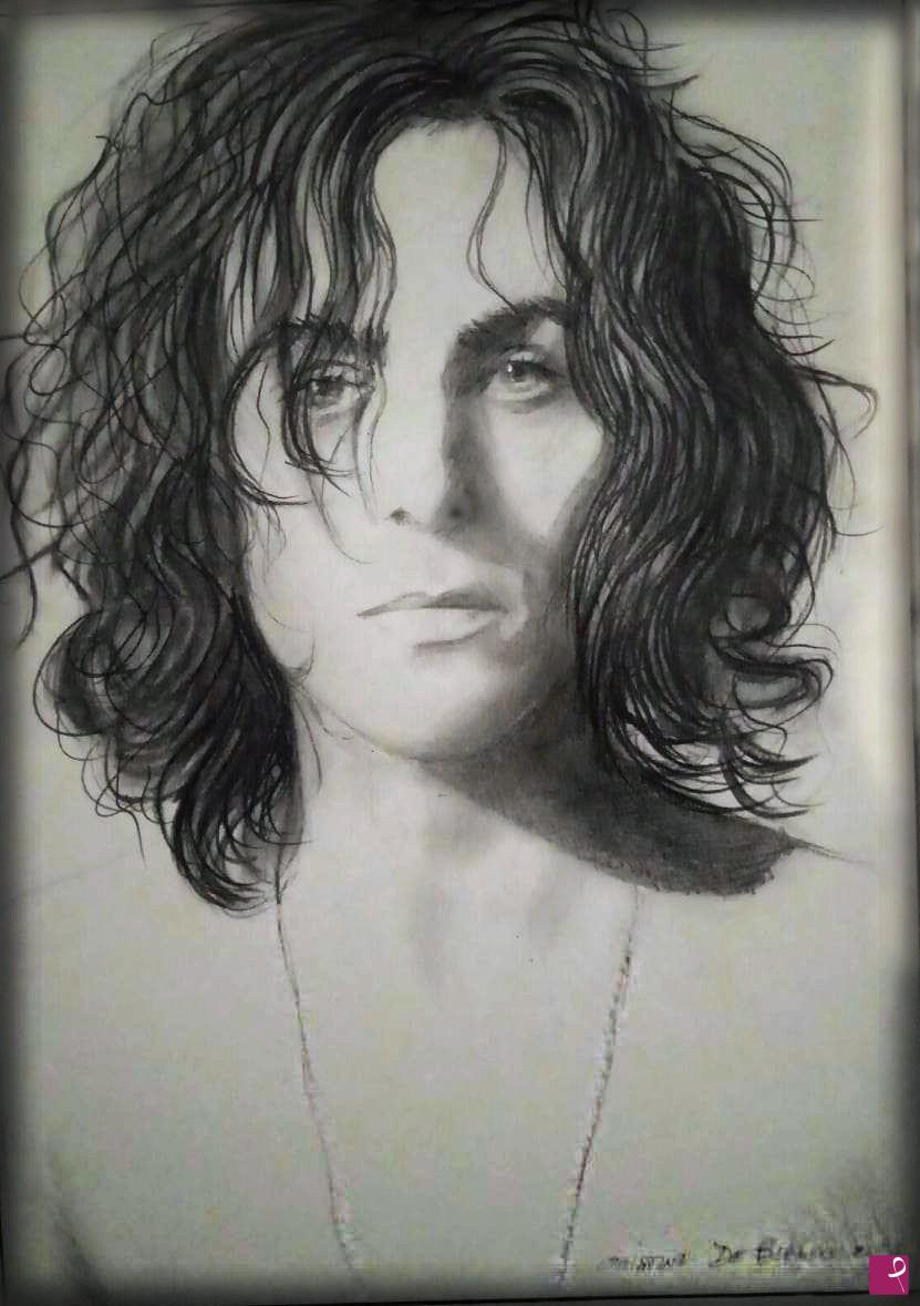 quadri in vendita online - ritratto  Syd Barrett 40x50  carboncino   su   cartoncino  liscio   e  pesante
