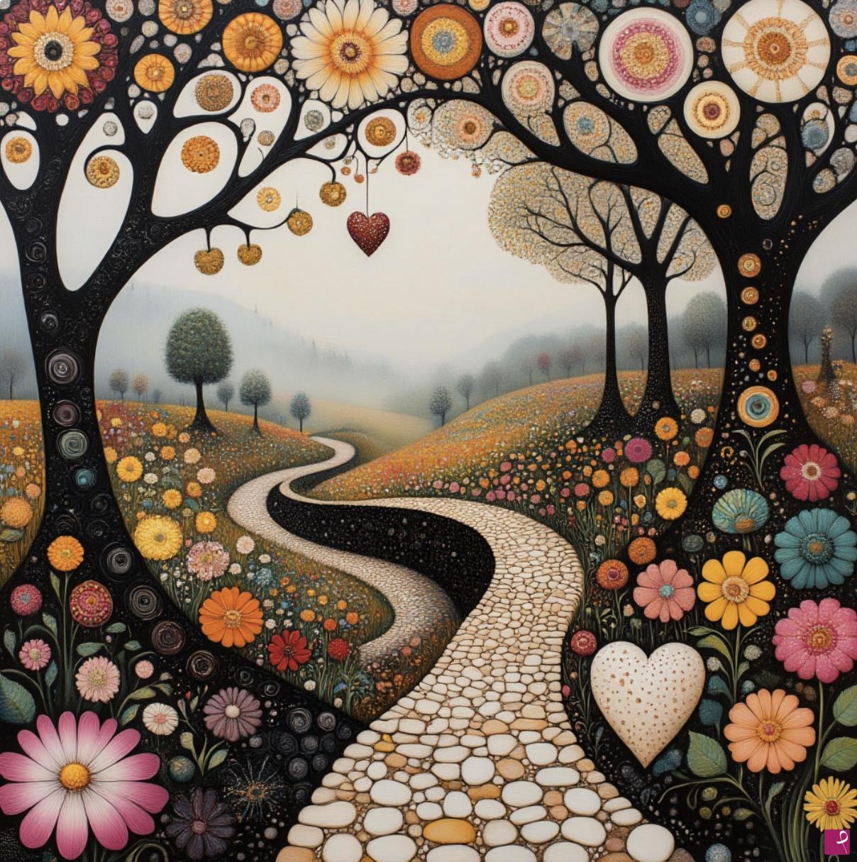 quadri in vendita online - Road in garden 