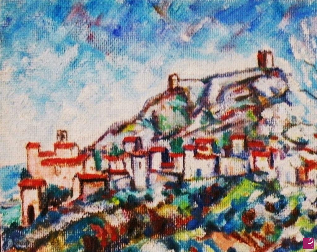 quadri in vendita online - ROCCASCALEGNA -PAESE D'ABRUZZO - PAESAGGIO PARZIALE 