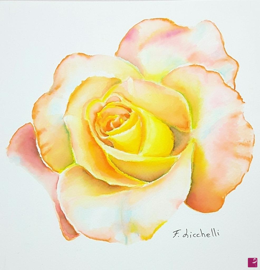 quadri in vendita online - Rosa gialla 