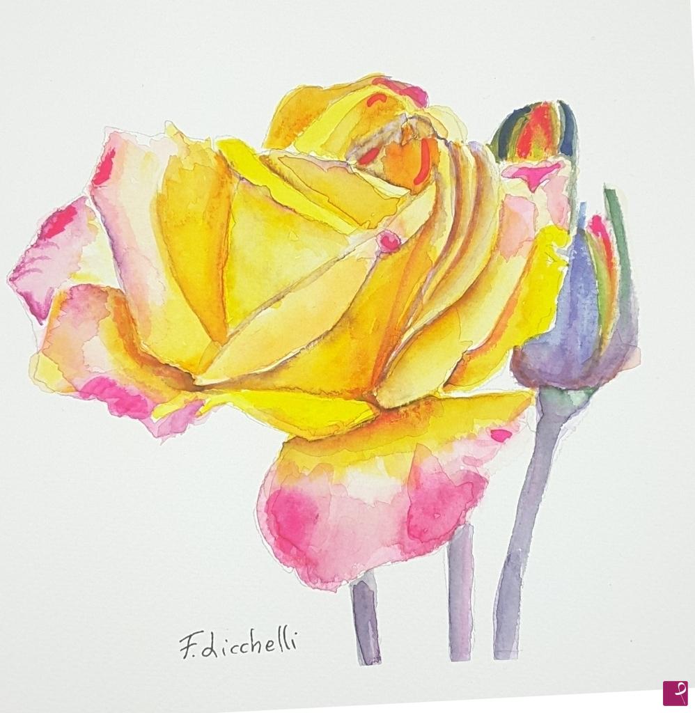 quadri in vendita online - Rosa gialla 