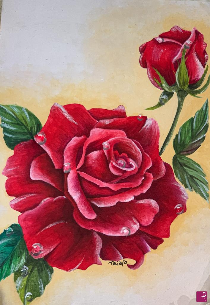quadri in vendita online - Rosa rossa