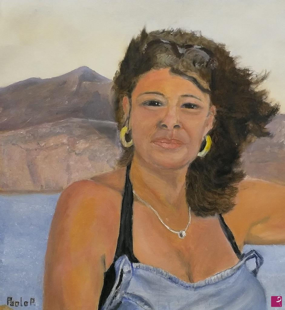 quadri in vendita online - Rosanna in un tramonto sardo