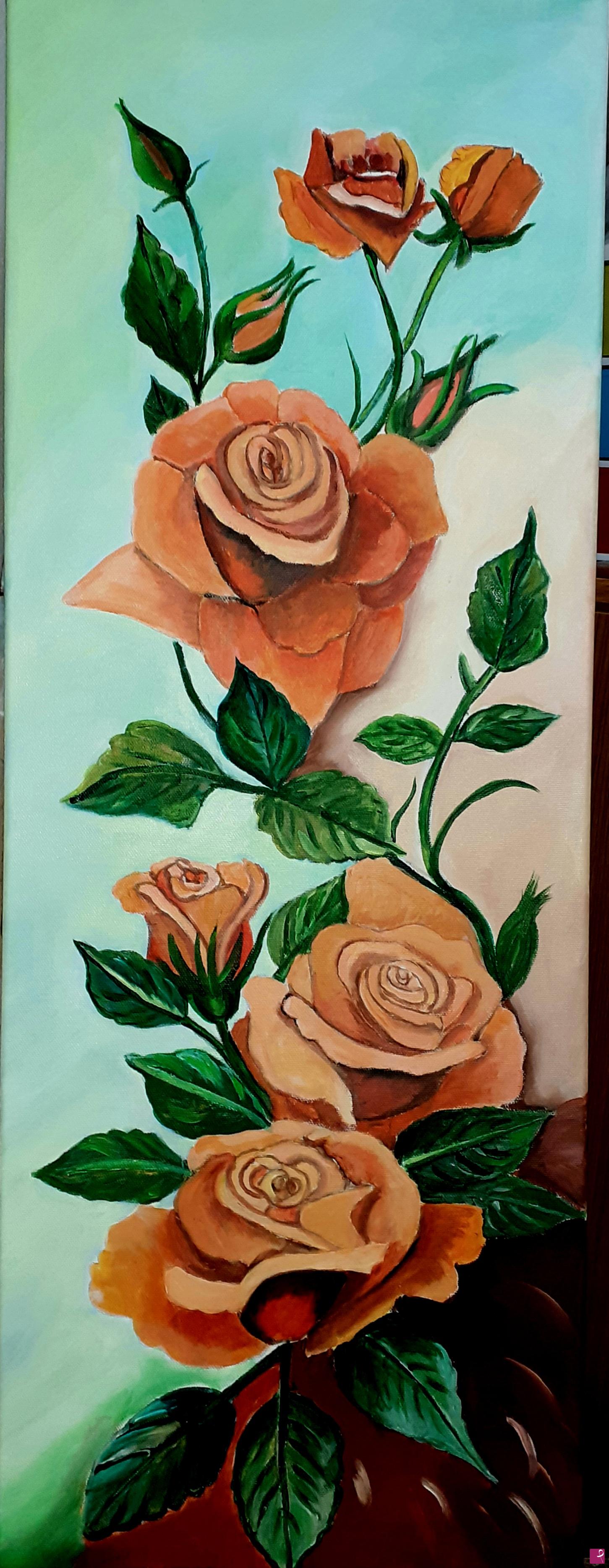 quadri in vendita online - Rose arancio