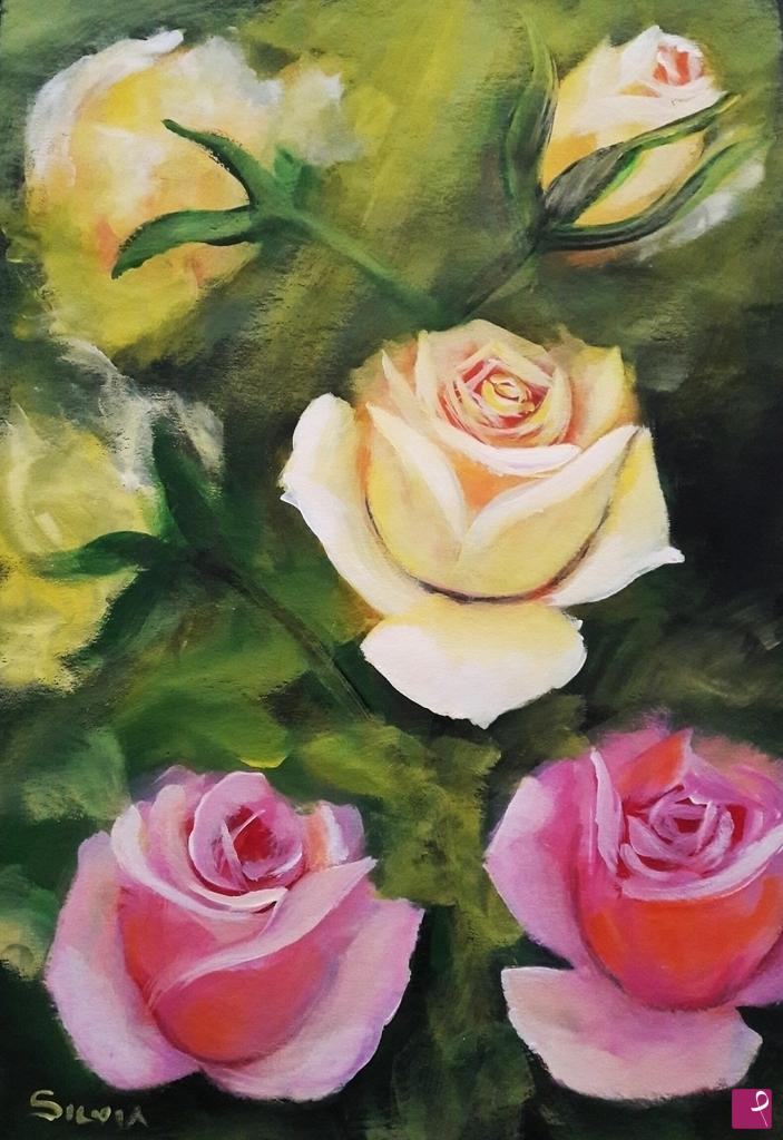 quadri in vendita online - Rose colorate