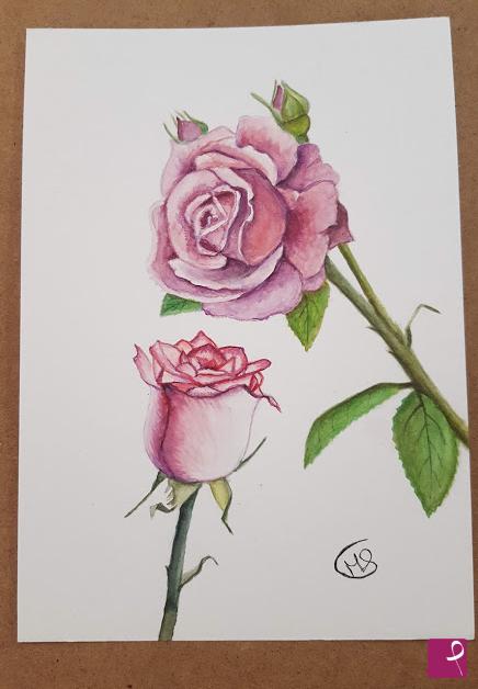 quadri in vendita online - Rose con boccioli