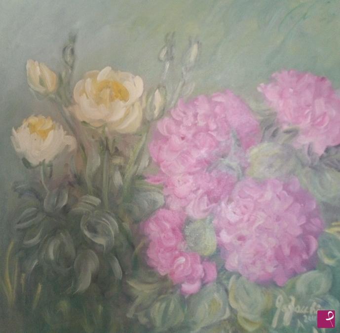 quadri in vendita online - Rose e ortensie