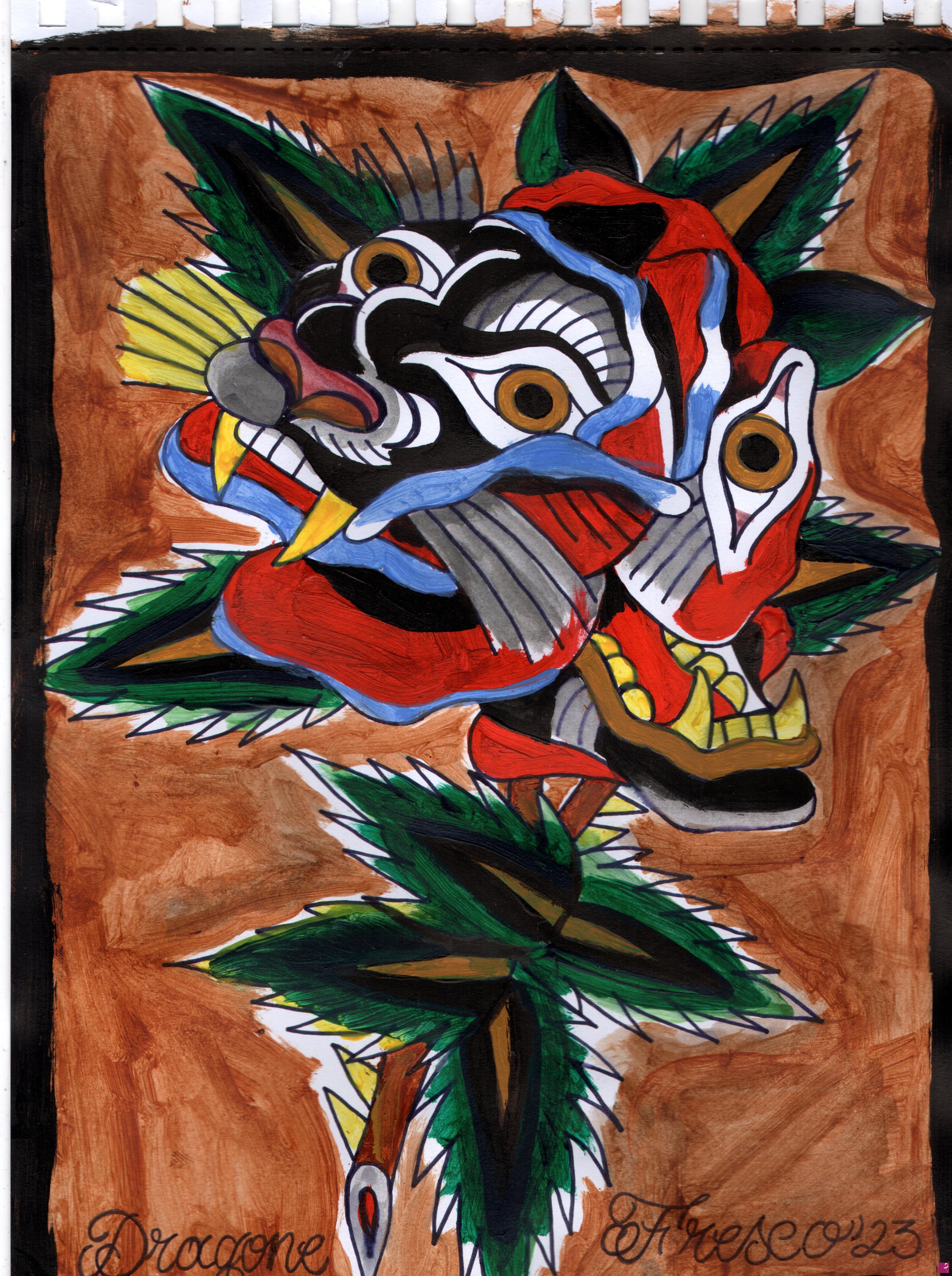 quadri in vendita online - rose fused with panther head
