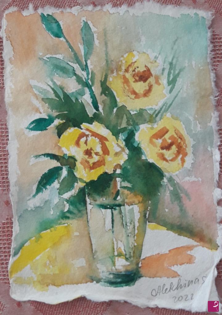 quadri in vendita online - Rose gialle