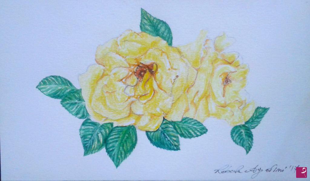 quadri in vendita online - ROSE gialline pastellate