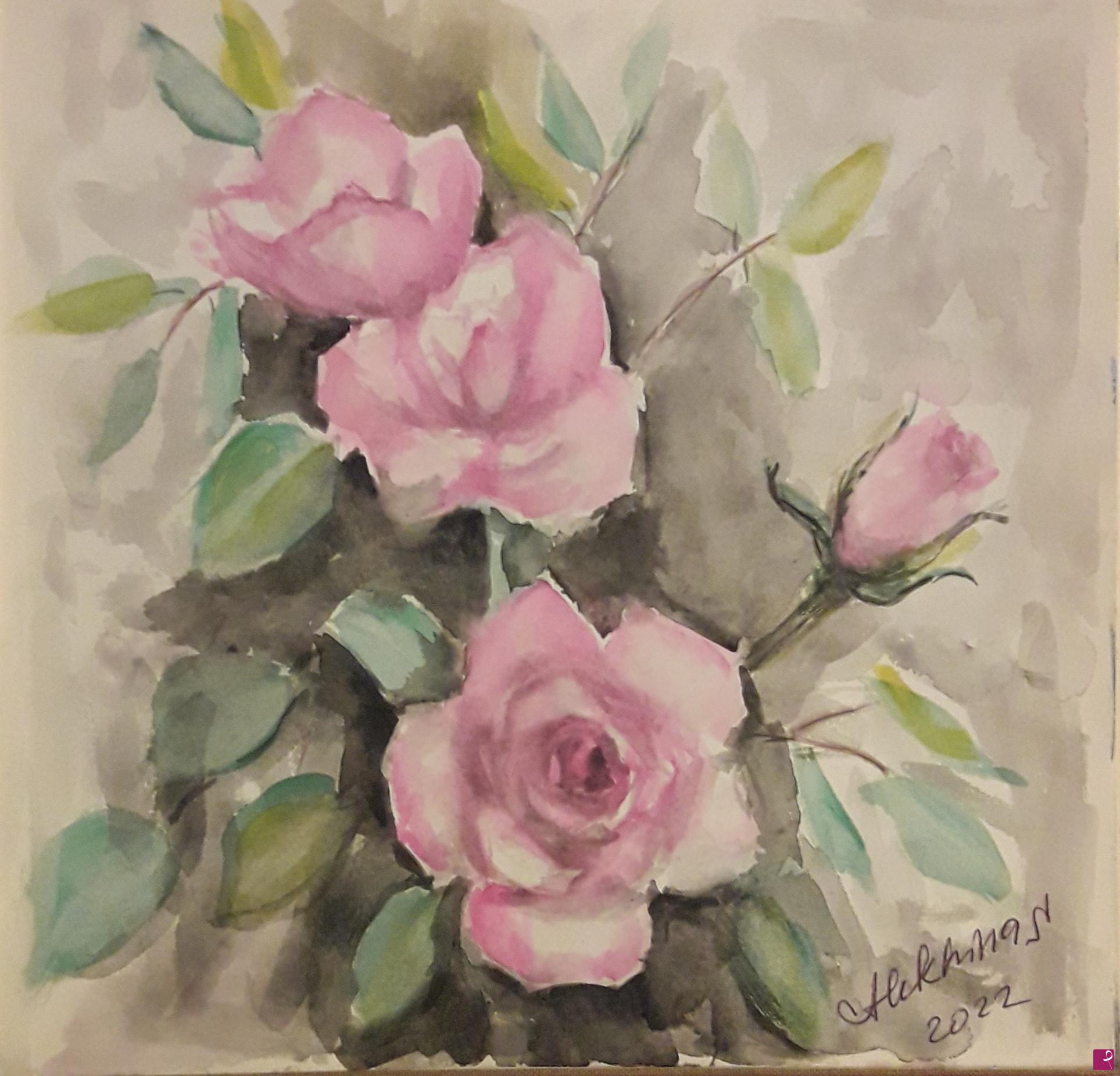 quadri in vendita online - Rose in giardino