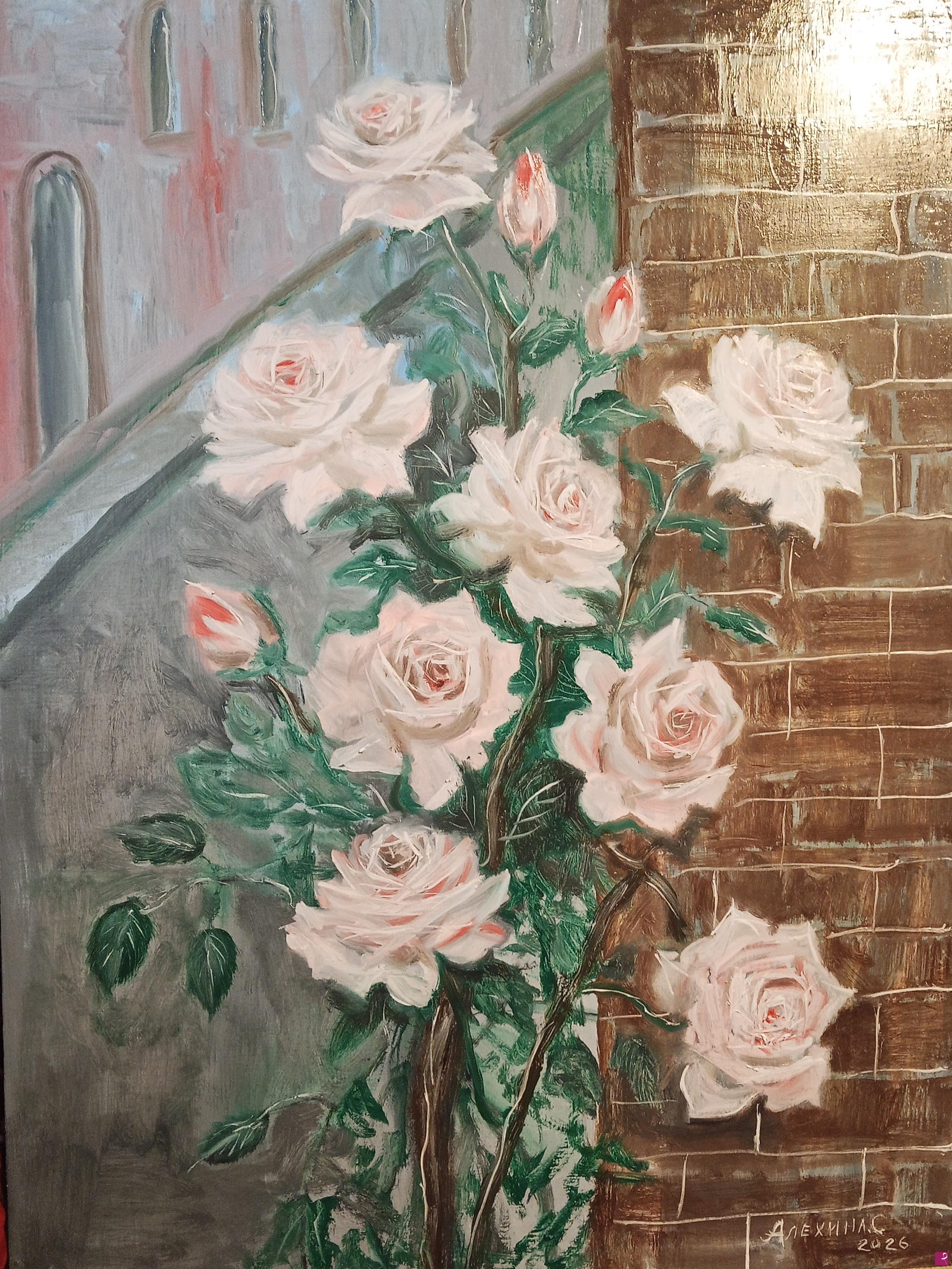 quadri in vendita online - Rose in paese