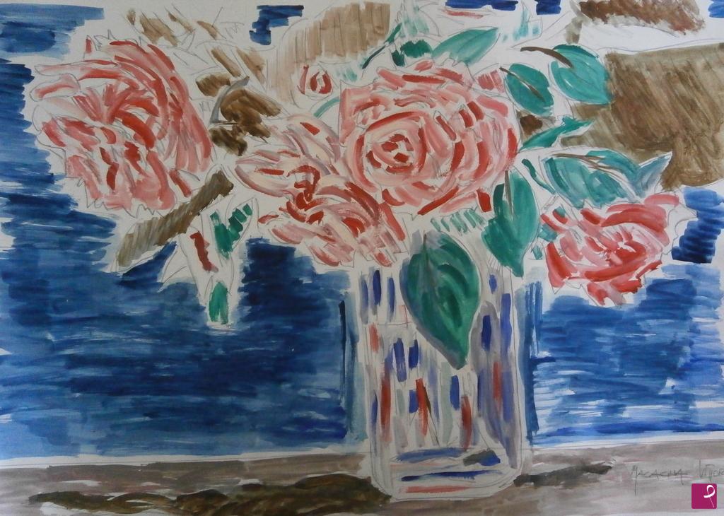 quadri in vendita online - Rose in vaso