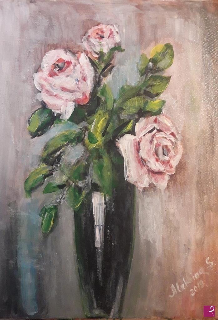 quadri in vendita online - Rose in vaso