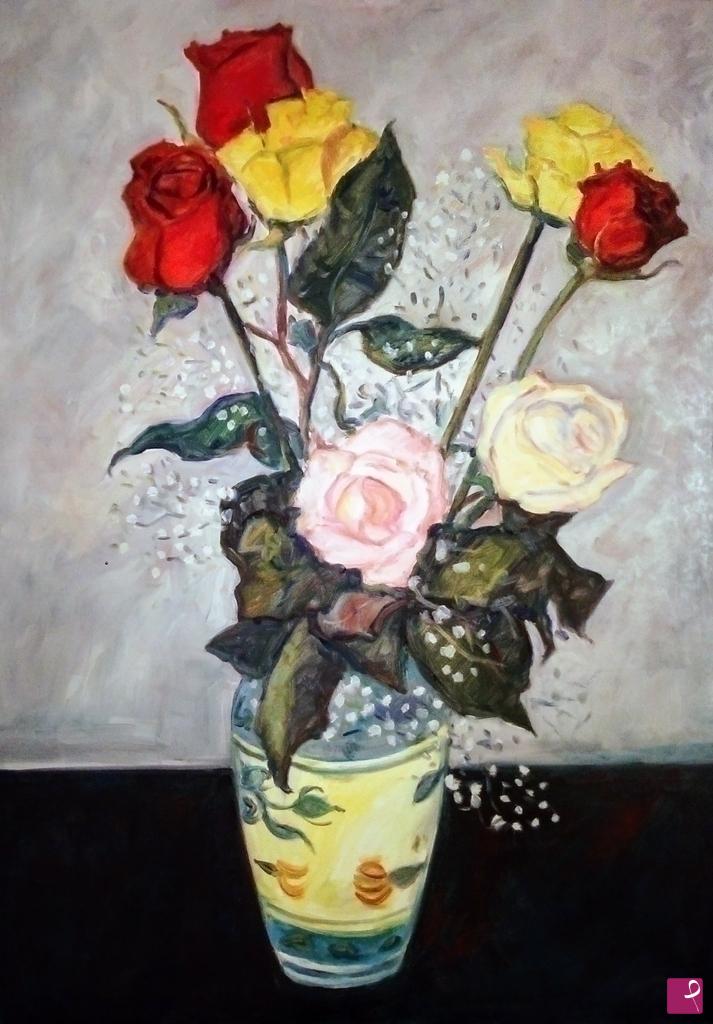 quadri in vendita online - rose in vaso